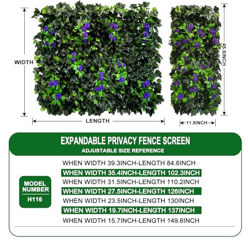 Artificial Expandable Ivy Privacy Fence Screen (BRANCH-PURPLE FLOWER)