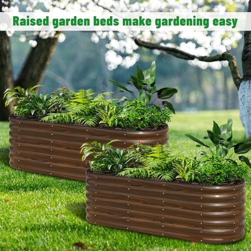 2 Pack Galvanized Steel Raised Garden Bed Kit (Brown / 6x2x2ft(2 Pack))