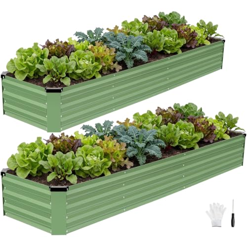 Galvanized Raised Bed (Green / 8x2x1ft(2 pack))