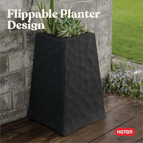 Stone Tapered Planter Set of 2 (Stone-Look / Graphite)