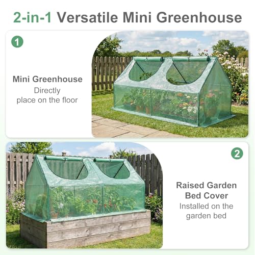 6 x 3 x 3 ft Mini Greenhouse with 2 Zipper Doors (Green / 6 x 3 x 3 ft)