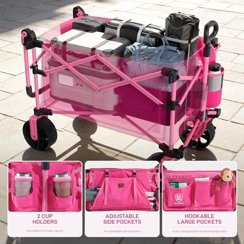 Folding Push Wagon with Canopy (Pink)