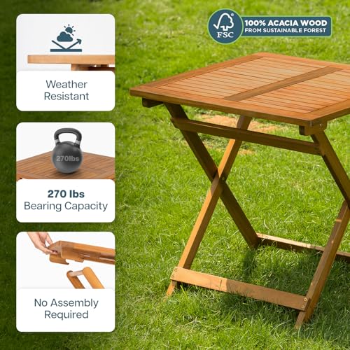Legolas FSC Acacia Wooden Folding Table for Outdoor & Patio