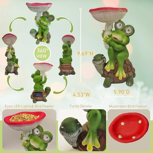 Frog Turtle Solar Garden Statue Light Outdoor Figurine for Yard Decor (Green Frog)