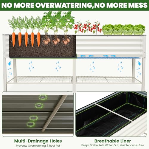 Elevated Raised Garden Bed Kit with Legs (2' x 6' / White with Legs & Storage Rack)