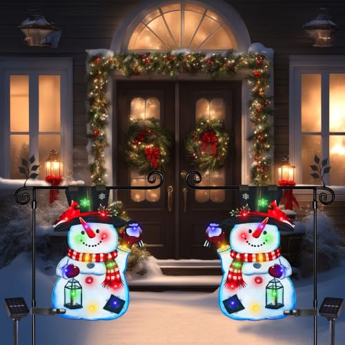 12x18 Solar Christmas Snowman Garden Flag (Smile Snowman-Colorful-12x18 / 12×18inch)