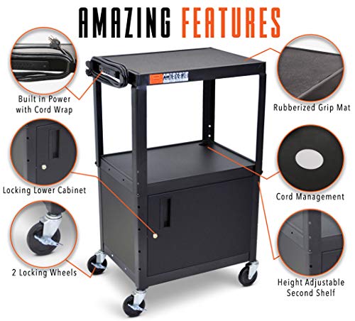 Line Leader AV Cart w (Cabinet / 24" L x 18" D x 42" H)
