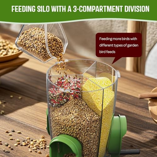 LONA Bird Feeder with 3 Compartments (Green / MAX)