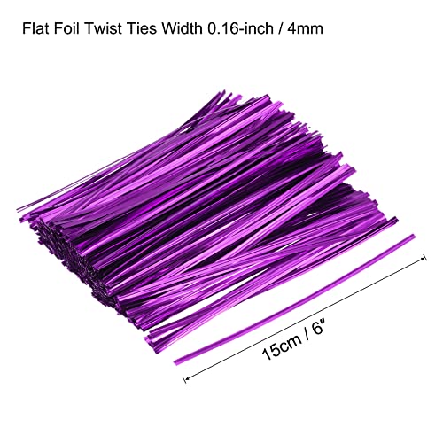 750 Pcs 6" 15cm Foil Twist Ties (6-inch / Purple)