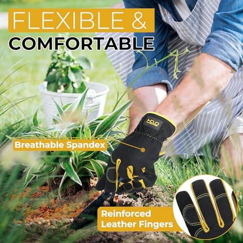 Men Leather Gardening Gloves (Black (12 Pairs) / X-Large)