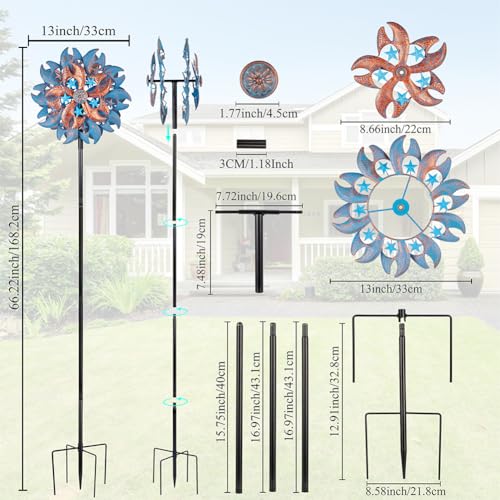 Wind Spinner Outdoor (13‘’Blue Copper with Star)