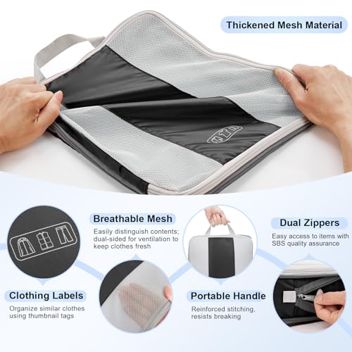 9 Set Compression Packing Cubes for Travel Essentials (Black)