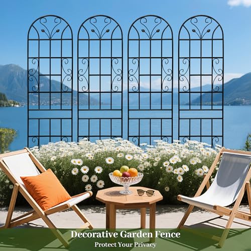 6 Pack Metal Garden Trellis 86.7" Tall Outdoor Climbing Plant Support for Roses (6 Count)