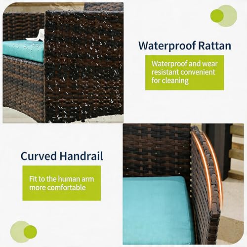 3 Piece Patio Furniture Set (Blue / 3 Pieces)