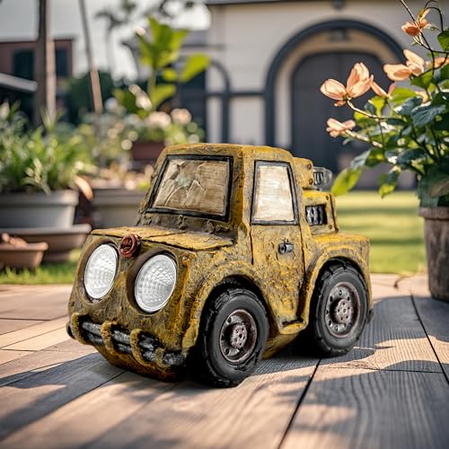 Solar Car Statue Outdoor Garden Decor (Truck)