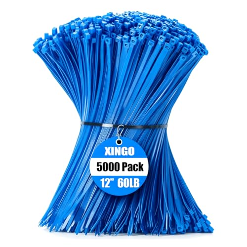 5000 PCS Blue Zip Ties 12 Inch (12 Inch(60 lbs, 5000 pcs) / Blue)