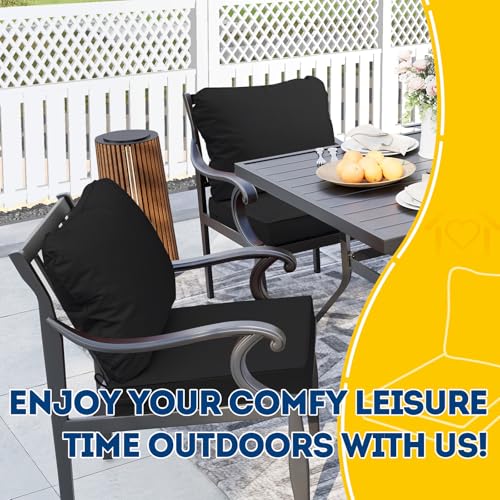 Outdoor Chair Cushions (Charcoal Black / 20"x18"x3" / 20"x17")