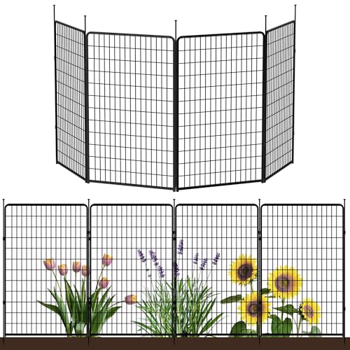 Doorless Garden Fence 50 in (50 in(H) x 10.2 ft(L) 4 Panels no gate / Black)
