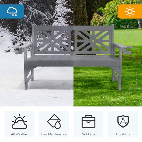 Oversized Outdoor Bench Set of 2 (Grey / 2pcs)