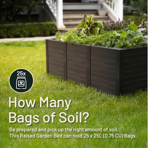48-Inch x 48-Inch Raised Garden Bed with Tool-Free Connect System and Crafted from Recycled Materials, for Patios or Decks, Black (Black / Garden Bed)