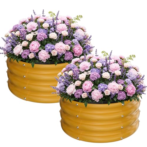 Round Raised Garden Bed Set (Yellow)