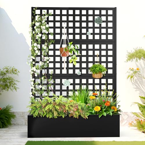 Metal Raised Garden Bed with Trellis Outdoor
