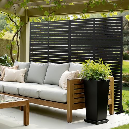 71" H Metal Privacy Screen Outdoor (71"H×47"W / Black Rectangular)