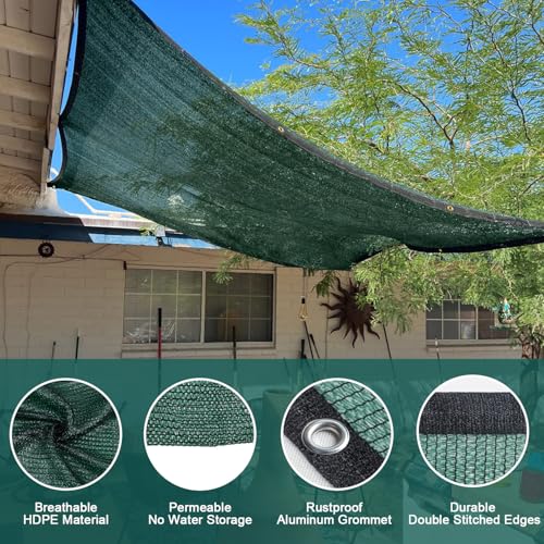 Shade Cloth for Garden (10FTx14FT / 90% Shade-Dark Green)