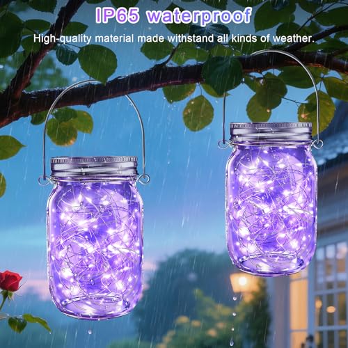 Solar Mason Jar Lid Lights 12 Pack Purple 30 LED Outdoor Decor (Purple)