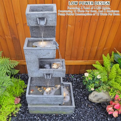 Garden Fountains Outdoor Water Fountain (Gray-47.2inch)