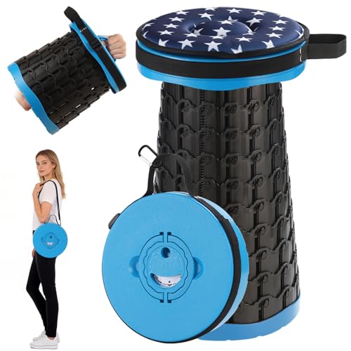 18 in Collapsible Stool with Cushion (Blue)