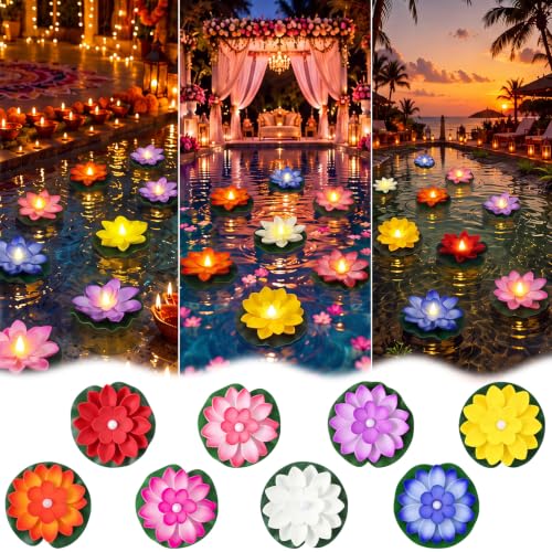 48 Pcs Floating Lotus LED Lights (8 Colors / 3.94 Inch)