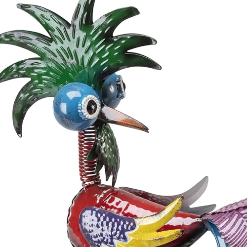 19" Tall Wild Tropical Metal Rooster Yard Statue (19" Multicolor Rooster)