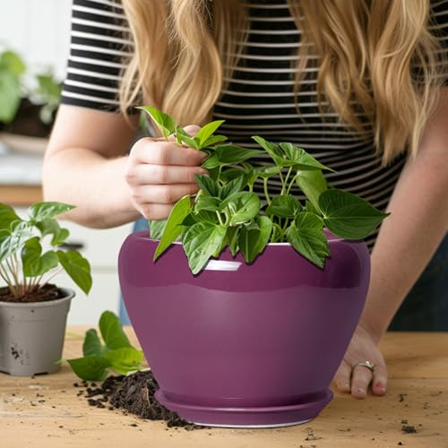 Ceramic Planter (8 Inch / Purple)