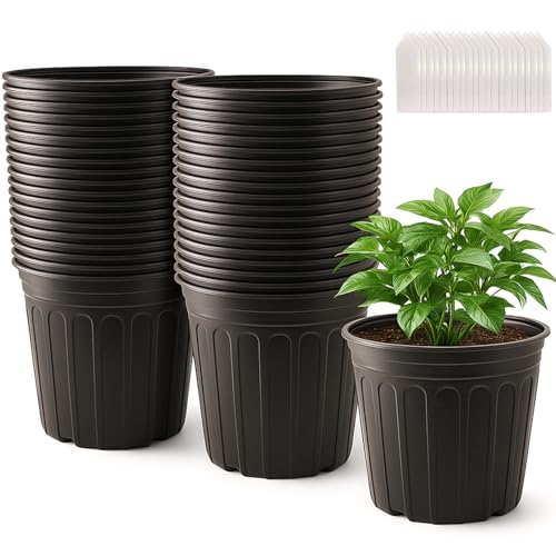 50 Pack 3 Gallon Flexible Plant Nursery Pots for Plants with Drainage Holes (3 Gallon)