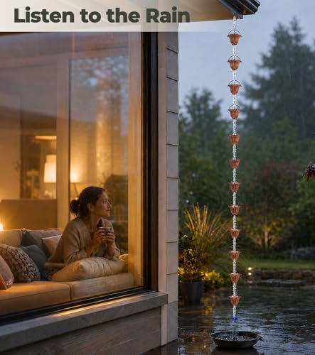Copper Tulip Rain Chain for Gutters (Copper Tulip)
