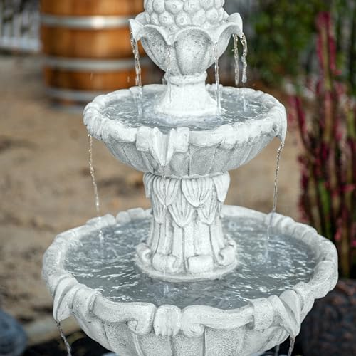 58.3" 3 Tier Outdoor Freestanding Water Fountain (White)