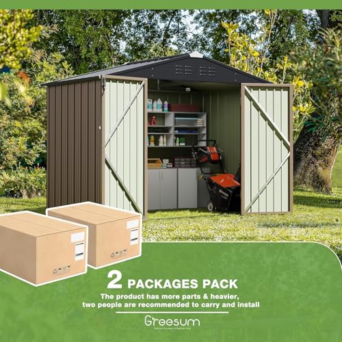 8x6FT Outdoor Storage Shed (8x6 / Brown)