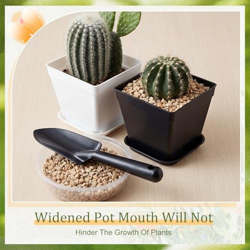 100 Pcs 4 Inch Small Plants Pot Bulk Flower Pots (Black and White)