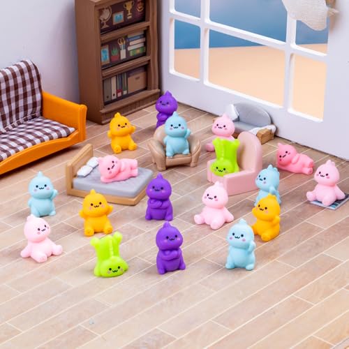 30 Pcs Mini Resin Dinosaur 6 Variety Tiny Animals Colorful Figures Miniature Little Small Figurines Bulk for Micro Fairy Garden Landscape Accessories Hide Crafts Decor (Dinosaur-30p)