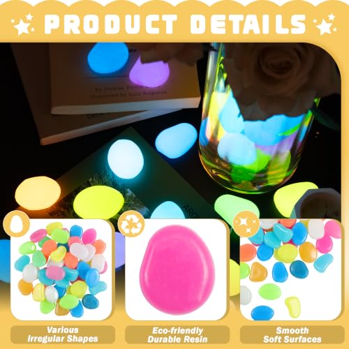 50 PCS Large Glow in The Dark Rocks (Mixed/50 pcs / 3-4.5cm[Large])