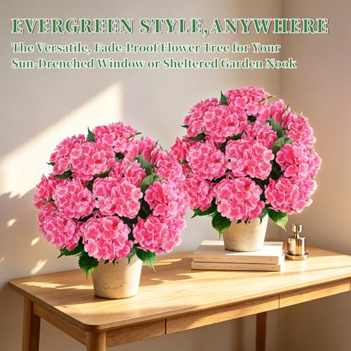 2 Pack 33" Artificial Topiary Ball Trees with Pink Hydrangea (Pink Hydrangea)