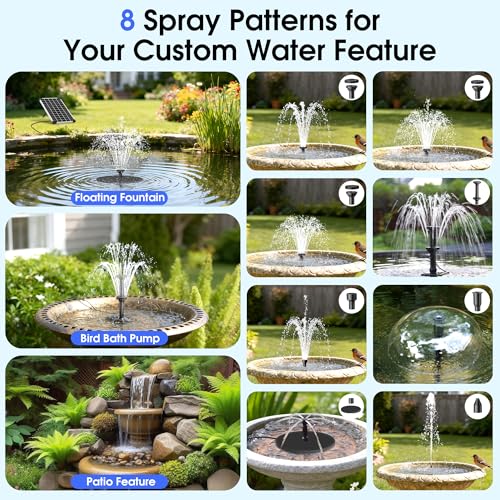 12W Solar Fountain Pump 80 GPH with 5000 mAh Battery Backup (12W)