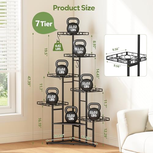 46" Tall Plant Stand Indoor (Black / 7-Tier)