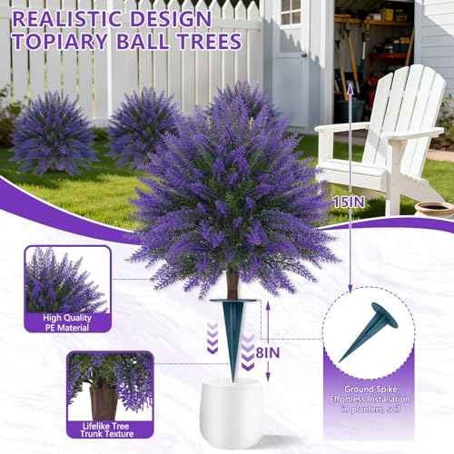 Artificial 2 Pack Lavender UV Resistant Topiary Ball for Outdoor (Lavender Ball)
