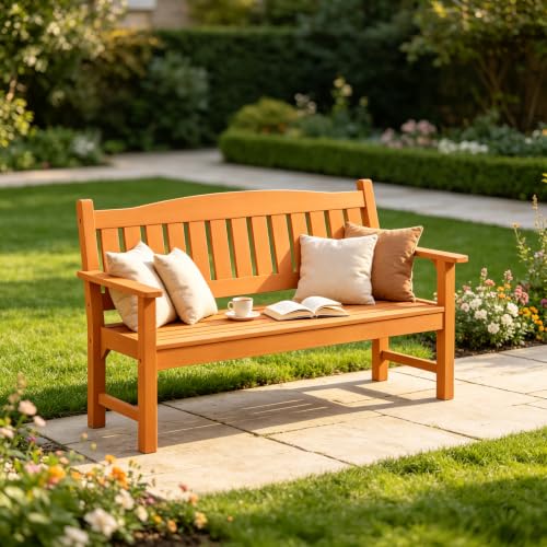 3 Person Poly Lumber Outdoor Bench Weatherproof (Orange / 3-Person)