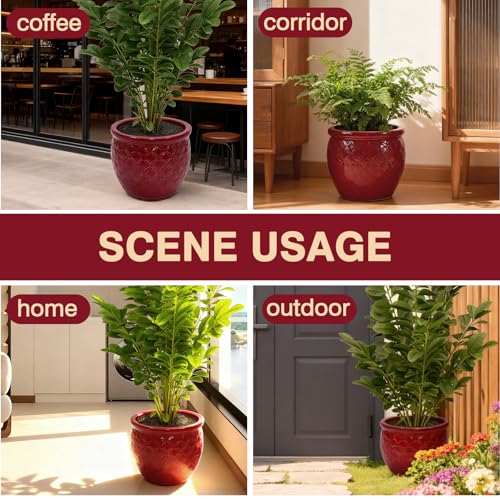Ceramic Plant Pots Set of 3 (Brick Red)