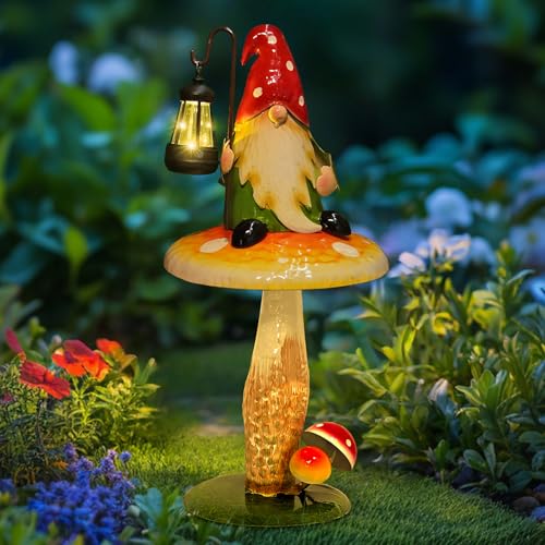 Solar Garden Gnomes Outdoor Statue (16.5 INCH / Red&green&yellow)