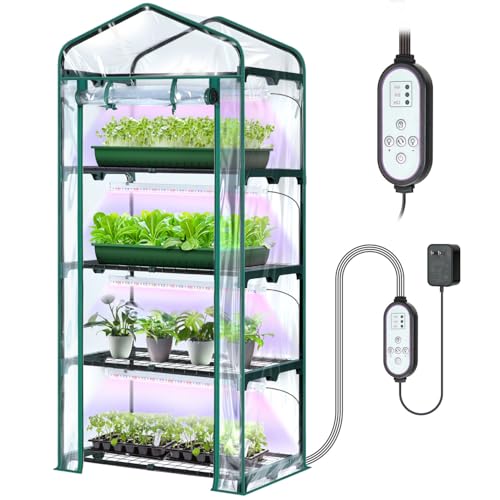 Indoor Greenhouse with Grow Light (Transparent / 4 Tier with Grow Light)