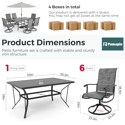 7 Piece Outdoor Dining Set (Charcoal / 7-Piece(59"))